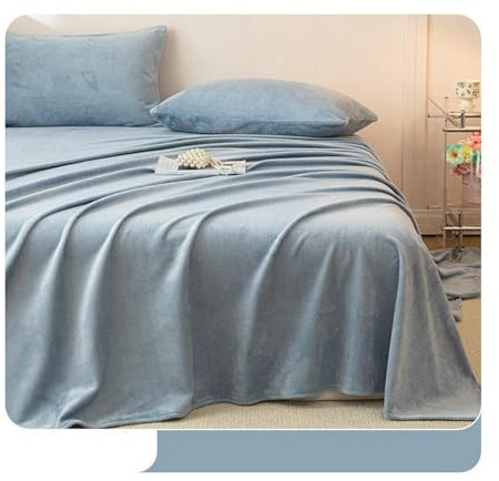 Winter Plüsch Bettlaken 160x230cm bis 230x250cm Winter Superweich Samt Flauschige Betttuch Laken ohne Gummizug viele Farben und Größen(Light Blue,160x230cm)