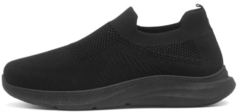 XL Mens Black Knitted Slip On Casual Shoe