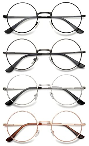 VEVESMUNDO Nickelbrille Lesebrille Runde Retro Klein Metall Lesehilfe Brille Für Herren Damen