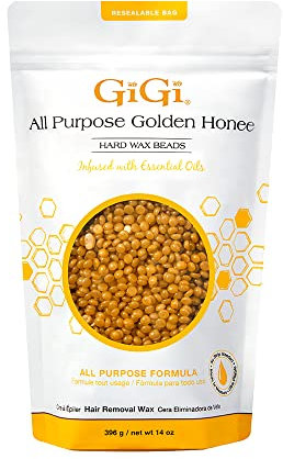 GiGi Hard Wax Beads, Golden Honee All Purpose Hair Removal Wax, no Strip Needed, 14 oz