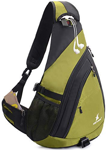 Sling Backpack Men Women | Sling Bag Waterproof Large Capacity 14 Laptop | Chest Bag Shoulder Crossbody Bag Triangle Backpack Outdoor Travelling Cycling Hiking Running Green