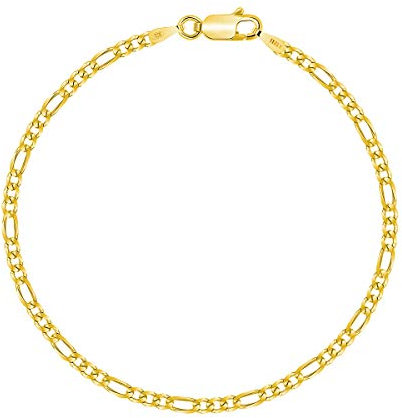 PLANETYS - Bracelet Argent 925/1000 Plaqué Or Jaune 18 Carats Maille Figaro (1+3) Largeur: 2.5 mm