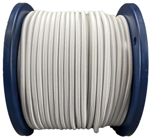WedDecor Bungee Cord 4mm Bungee Rope Heavy Duty Elastic Bungee Cords, Shock Cord, Bungee Strap, Elastic Cord for Securing Luggage, Tent Pole, Camps, Motorcycle, DIY Craft Projects, White, 50 Metres