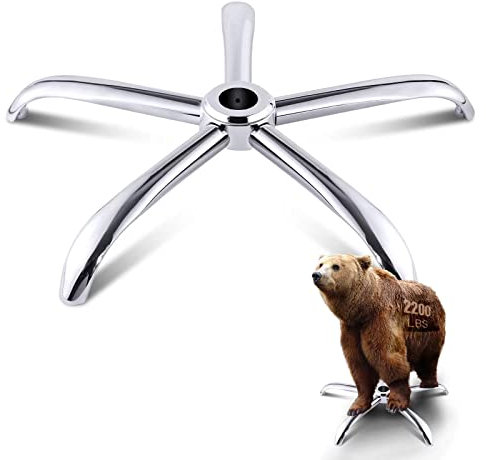 Mastery Mart Bürostuhl Fußkreuz, Robustes Metallgestell, Unterstützt über 200kg, Universal für 11mm x 22mm Rollen und 50mm Gasfeder, Silber, 70cm