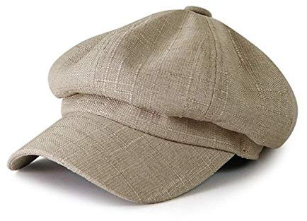 RUICHENG Ballonmütze Beret Damen Leinen Schirmmütze Kappe Bakerboy Mütze mit Schirm (Beige)…