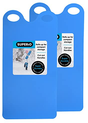Superio Snow Slider Mat, Flexible Snow Sled Flying Carpet, Roll up Sleds for Kids 36 Lightweight Portable Plastic Snowboard Sled (Blue)