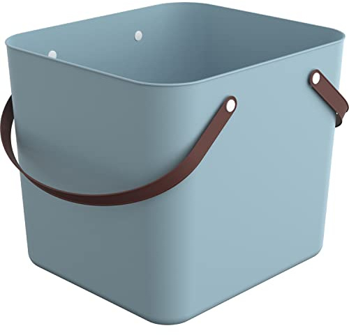 Rotho Albula Aufbewahrungsbox 40 L Aufbewahrungskorb mit Henkeln Türkis | Transportbox für Auto und Garten, zwei praktische ergonomische Henkel, bis 40 kg Tragkraft, für Picknick und Aufbewahrung