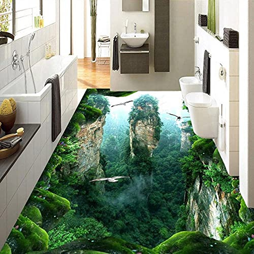 Benutzerdefinierte 3D Wandbild Bodentapete Klippe Landschaft Pvc Tragen Wasserdicht Für Badezimmer 3D Boden Wandaufkleber Vinyl Küche Wandpapier-300X210Cm Tapete Custom Bodenbelag 3D Bodenbelag Male