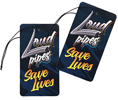 2er Set Tuning Lufterfrischer Duftbaum fürs Auto Air Freshener Design Duft Anhänger (2x Loud Pipes Save Lives)