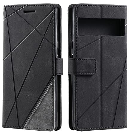 SONWO Coque pour Google Pixel 6, Etui en Cuir PU Portefeuille Housse Fermeture Magnétique und Flip pour Google Pixel 6, avec Fermeture Magnétique, Noir