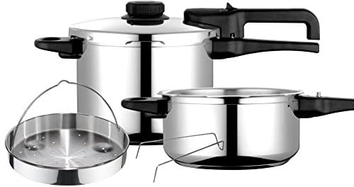 Fagor Dual Xpress Olla a Presión 6 + 4 Litros, Inducción, Express Super Rápida, Acero Inox. 18/10, Todo Tipo Cocinas, Fondo Termodifusor, Regulador Presión, 5 Sistemas Seguridad, Incluye Cestillo
