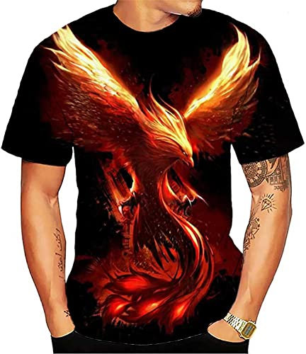 Fire Phoenix Herren-T-Shirt, lustige Grafik-T-Shirt, kurzärmelig, für Herren (Fire Phoenix, Größe M), 3D Phoenix T-Shirt, Mittel
