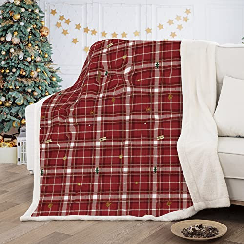 REJOON Weihnachts-Plaid-Decke, rote Weihnachts-Fleece-Überwurfdecke, weich, warm, gemütlich, Weihnachtsdekoration, 50 × 60 Zoll (Color : Red, Size : 60x80)