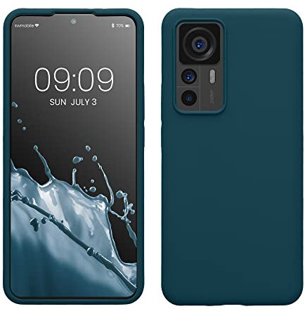 kwmobile Hülle kompatibel mit Xiaomi 12T / 12T Pro Hülle - Silikon Handy Case - Handyhülle weiche Oberfläche - kabelloses Laden - Petrol matt