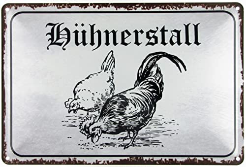 mrdeco Metall Schild 20x30cm gewölbt Hühnerstall Hühner Bauernhof Deko Blechschild Tin Sign