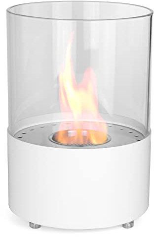 Moritz Ethanol Kamin Tischkamin 29 x 20 x 20 cm weiß I Tischfeuer rund I 500 ml Edelstahldose I Bioethanol Kamin I Bio Ethanol Kaminofen Indoor Outdoor I Innen Außen I Bioethanol Brenner I Brennertopf