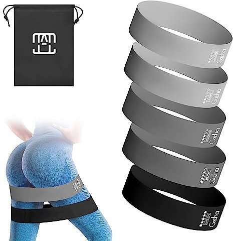 GOCHA Gadgets, 5 fasce elastiche di resistenza, per fitness, con diversi livelli di forza, per allenamento, palestra, yoga, esercizi, set di 5 pezzi, colore: nero