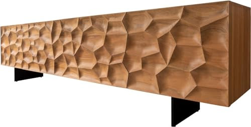 DELIFE TV-Board Solu Akazie Natur 220 cm 2 Türen 4 Schübe Lowboard 3D-Front