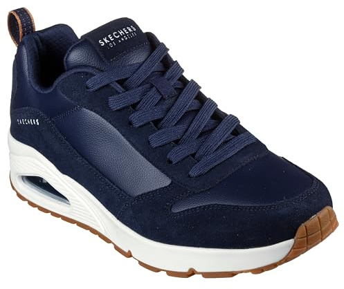Skechers Herren Low-Top Sneaker UNO STACRE, Männer Sneakers,Slipper,Schlupfschuhe,Slip-ons,Skater,Low-top,Halbschuhe,Blau,39 EU