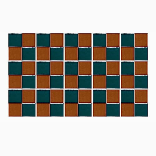 Ulticool Dekoration - Grün Braun Retro Vintage - 15x15 cm - 15 Stück Selbstklebende Klebefolie Fliesenaufkleber - Rückwand für die Wand Badezimmer Küchenwand Küche - Klebefliesen- Sticker Abwaschbar