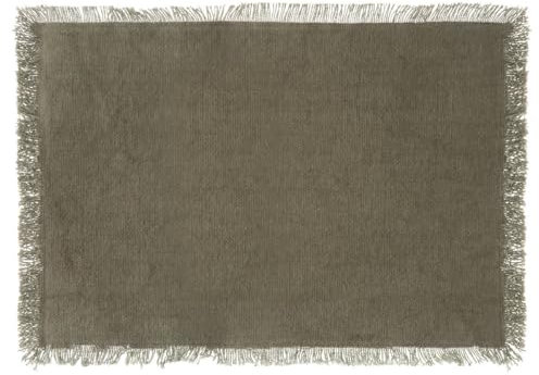 Atmosphera - Khaki Tischset mit Fransen, Baumwolle, 45 x 30 cm, 1 Stück