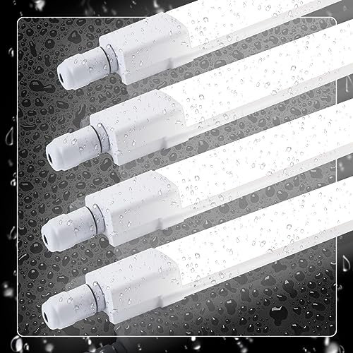 CBJKTX 4ER Feuchtraumleuchte LED Werkstattlampe 120CM - 36W 3960LM Deckenlampe IP65 Wasserfest Kellerlampe Neutralweiß 4000K Leuchtstoffröhre für Garage Feuchtraum Küche Warenhaus Büro Keller
