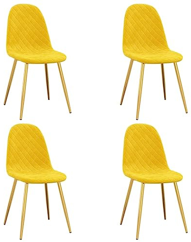 Chaises à manger lot de 4 Jaune moutarde Velours