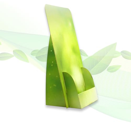 thefoldstands 5 faltbare FLYERSTÄNDER green Design ökologische Prospektständer für DIN lang Flyer 10,5 x 21 cm vertikal, Prospekthalter aus eco - FSC- Karton, kurz-bis mittelfristigen Einsatz