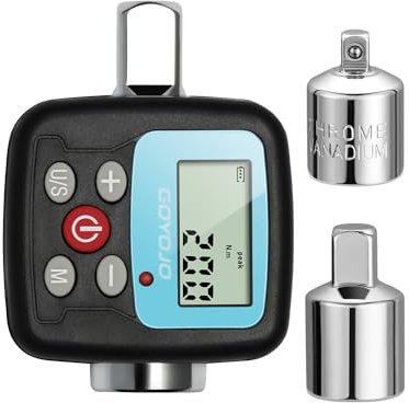 GOYOJO Llave Dinamometrica Digital, 1/2 1/4 3/8 Adaptadores de Alta Precisión 4 Unidades de Torsión Pantalla Retroiluminada Perfecto Para Automóviles Bicicletas Motocicletas y Reparaciones Del Hoga