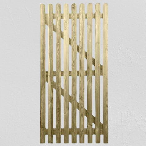 MD Carpentry Wooden Garden Picket Gate, Pressure Treated, 180cm High x 60cm Wide x 6cm Deep, Brown