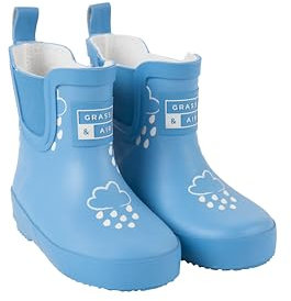 Grass & Air Cornflower Blue Short Colour-Changing Kids Wellies (Cornflower Blue, UK Footwear Size System, Little Kid, Numeric, Medium, 3)