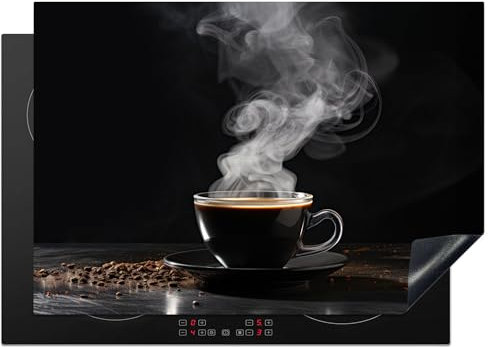 KitchenYeah© Copri Piano Cottura 75x52 cm Coprifornelli Tappetino per Induzione Fornello Tutto per la Cucina Chicchi di caffè - Nero - Caffè