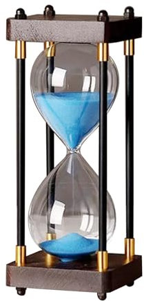 Grand sablier 60 minutes, sablier en bois, décoration en verre arc-en-ciel, cadeau pour la maison, le bureau, la décoration de mariage (bleu)