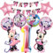 10 Pezzi Minni Mous Palloncini Compleanno Set da 1 Anni Ragazza, Maus Palloncino Foil Decorazione, Palloncino Foil per Festa di Compleanno a Tema Minni Maus Bambini （1）