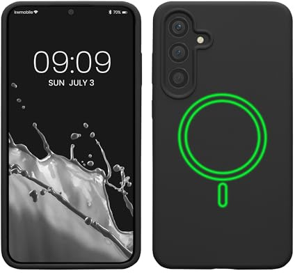 kwmobile Hülle kompatibel mit Samsung Galaxy S24 Plus Hülle - magnetisches Silikon Case kompatibel mit MagSafe - Cover gummiert Schwarz