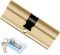 Cylindre de Serrure 45/45 (90mm), Serrure à Doublé Cylindre Porte Cylindre avec 8 Clés, Finition en Laiton, Serrure de Porte Antichoc Anti-Perçage Anti-Pique