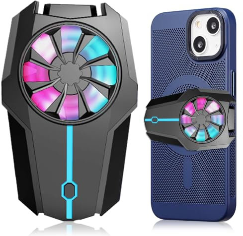 Ventilador Móvil USB de Mano Con Luz LED - Refrigeración Ajustable, Radiador Rápido y Silencioso - Portátil Para Todos Los Smartphones