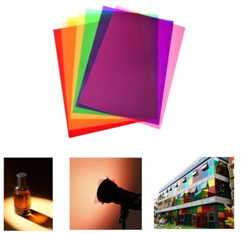 9 Stück Farbfolien Gel Filter Film, Spotlight Farbfolie Gel, Farbfolien für Scheinwerfer, Folie Hitzebeständig für Lampen 9 Colours Lampenfolie 29,8 x 21cm, für Fotostudio Stroboskop LED Lampen