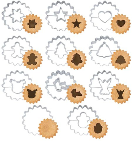 NEERIX 11pcs Emporte Piece Noel en Acier Inoxydable, emporte-pièces de Noël, mini emporte-pièces, pour Linzer biscuits, fondants, Fromage, Cookie, parfaits pour les pâtisseries festives