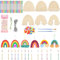 Haocjanc 12 Stück Regenbogen Windspiel Bastelset Kinder, Holz Windspiel Bastelset, Holz Basteln Kinder, Regenbogen Deko Klangspiel Basteln Holzbastelsets für Mädchen Junge Kindergeburtstag