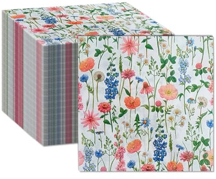 40 Pcs Floral Napkins, 33x33cm Colorful Floral Napkins Disposable Party Napkins, Paper Napkins Patterned for Afternoon Tea Baby Shower Birthday Wedding Party Decoration
