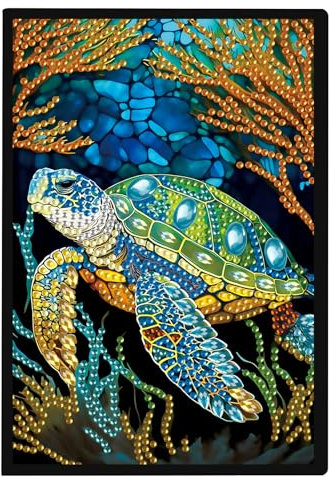 SHEGZHUC 14.5x21cm Diamond Painting Notizbuch A5 Blank Diamant Painting Notizbuch Diamant Malerei Notizbuch Diamond Painting Strass Special Spezialsteine Tagebuch Mädchen Geschenke(Schildkröte)