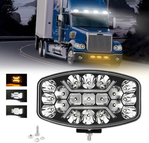 Bravway 75W faro de trabajo LED redondo con luces diurnas ámbar blanco 6500K 3500K IP68 faro largo alcance led camión 12v 24v para coche, camión, tractor