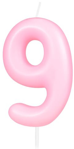 Hongplus Macaron-Kerze mit der Zahl 9, rosa Kerze für 9 Geburtstage, Macaron-Kerzen für Kuchen, Kuchendekoration, Dekoration für Mädchen und Frauen, pastellfarben, süß, Party-Dekorationen
