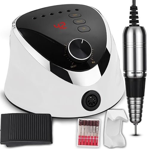 Retoo Nagelfräser Elektrische 35000 U/Min Professionelle Nagelfeile mit LED Display Fräser für Gelnägel Acrylnägel Kallus Entfernen Maniküre Pediküre Set Einstellbarer Geschwindigkeit Schwarz