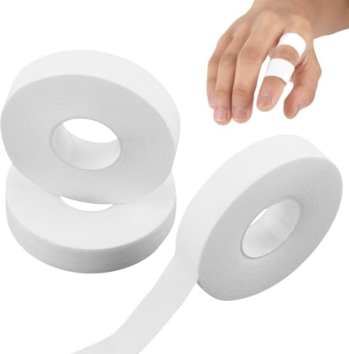 3 Rollos Blanco Esparadrapo Largo 10 metros, ancho 1,5 cm. De Dedos Con Adherencia Fuerte, Tape Vendaje Deportivo, Cinta Esparadrapo Deportivo para Prevención de Lesiones y Soporte para Dedos