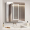 Mepplzian 80x80 Led Bathroom Mirror Cabinet with Defogger,Bathroom Cabinet with Mirror,Surface Mount Mirror Cabinets with Lights,3-Door Mirrored Cabinets Wall Mounted