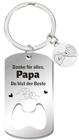 Konsait Flaschenöffner Schlüsselanhänger，Bester Papa Geschenke，Anhänger Mit Gravur，Personalisierter Schlüsselanhänger für Vatertag Geschenk，Papa Geburtstag Geschenk