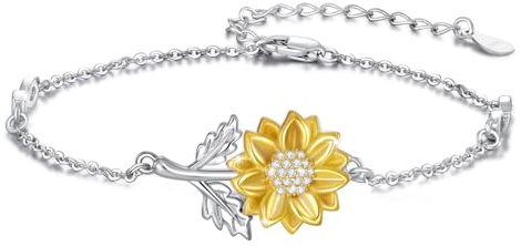 YEESIA Armband für Damen, Sterlingsilber, Sonnenblumen-/keltischer Knoten-Armband, Schmuck, Geschenks