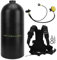 RiToEasysports Diving Gear - Kit de buceo (3 L, 30 a 50 minutos, aluminio, cilindro de oxígeno para buceadores), color negro